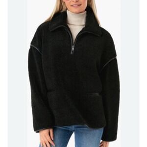 Tuckernuck Black Rhodes Shearling Quarter Zip Large Pullover Comfy Cozy Chic